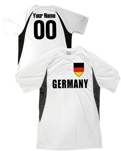 Germany Soccer Jersey German Shield Design Customized with Your Names and Numbers in Your choice of Popular Colors