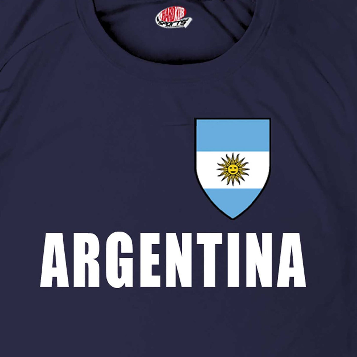 Argentina Soccer Jersey, Argentinian Flag Shield Design, Customized with Your Names and Numbers in Your choice of Popular Colors