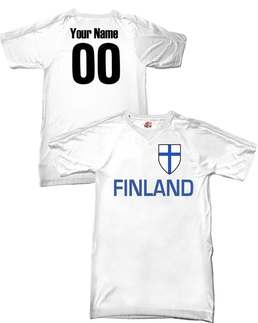 Finland Soccer Jersey Customized with Player Name and Number on Back, Unique Finland Soccer Shield Design with Finnish Flag