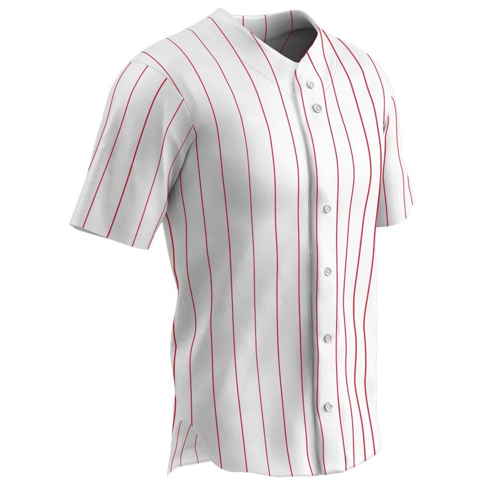 DIY Birthday Boy, Mom, Step Mom, Custom Pinstriped Baseball Jersey| Full Button Down, White with Scarlet Red Pinstripes Personalized Jersey