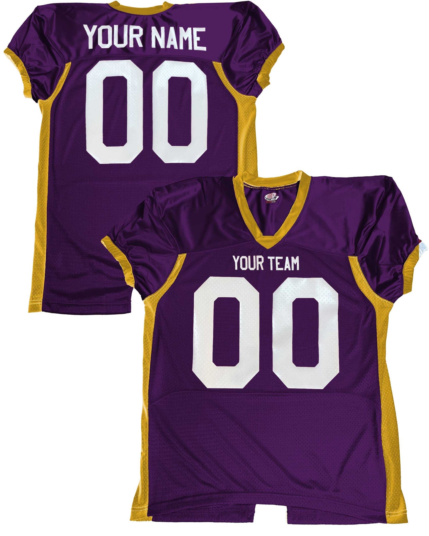 Fitted Professional Custom Color Football Jersey, Royal, Navy blue, Purple or Orange Mesh Body, Dazzle, Spandex, Your Names & Numbers