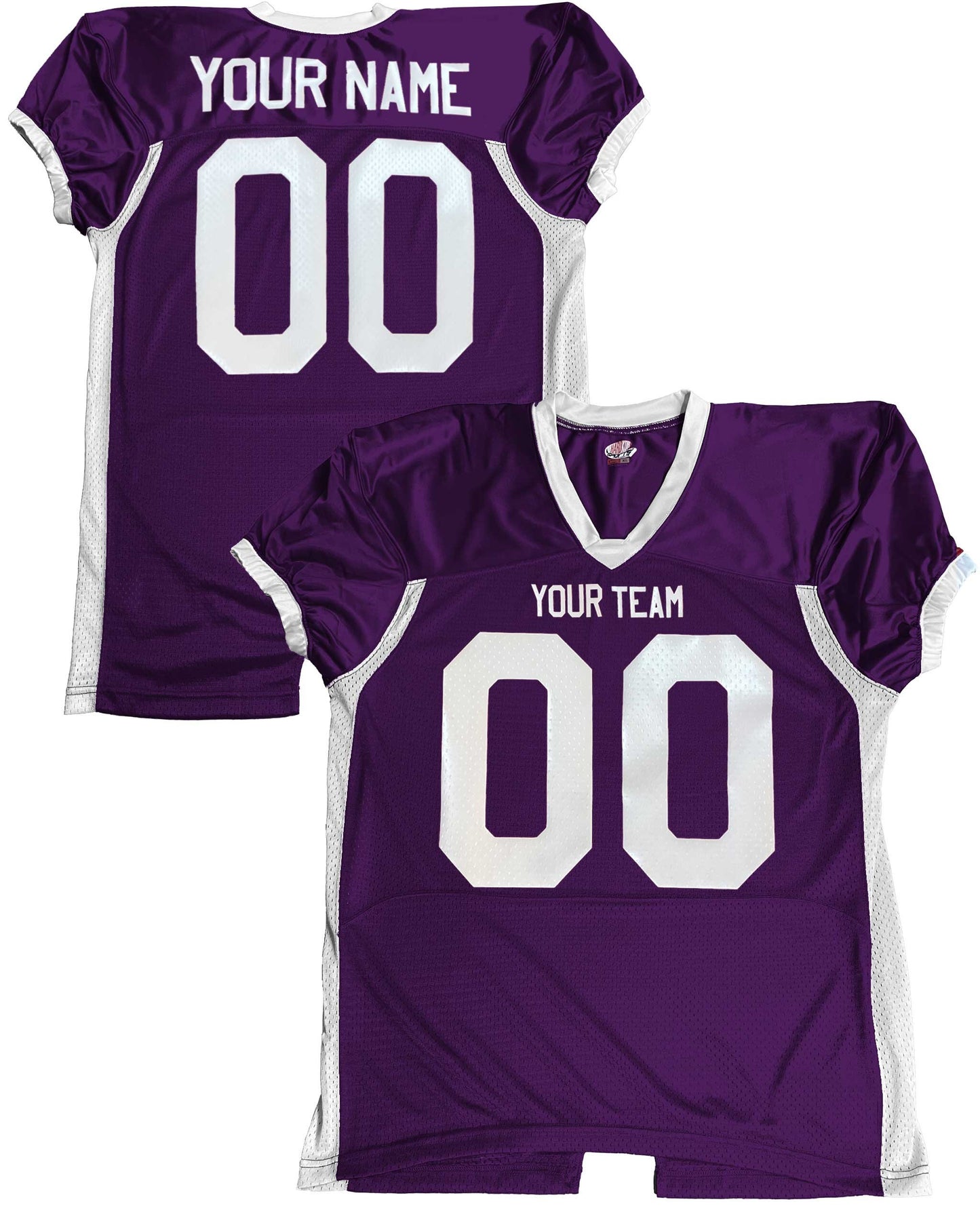 Fitted Professional Custom Color Football Jersey, Royal, Navy blue, Purple or Orange Mesh Body, Dazzle, Spandex, Your Names & Numbers