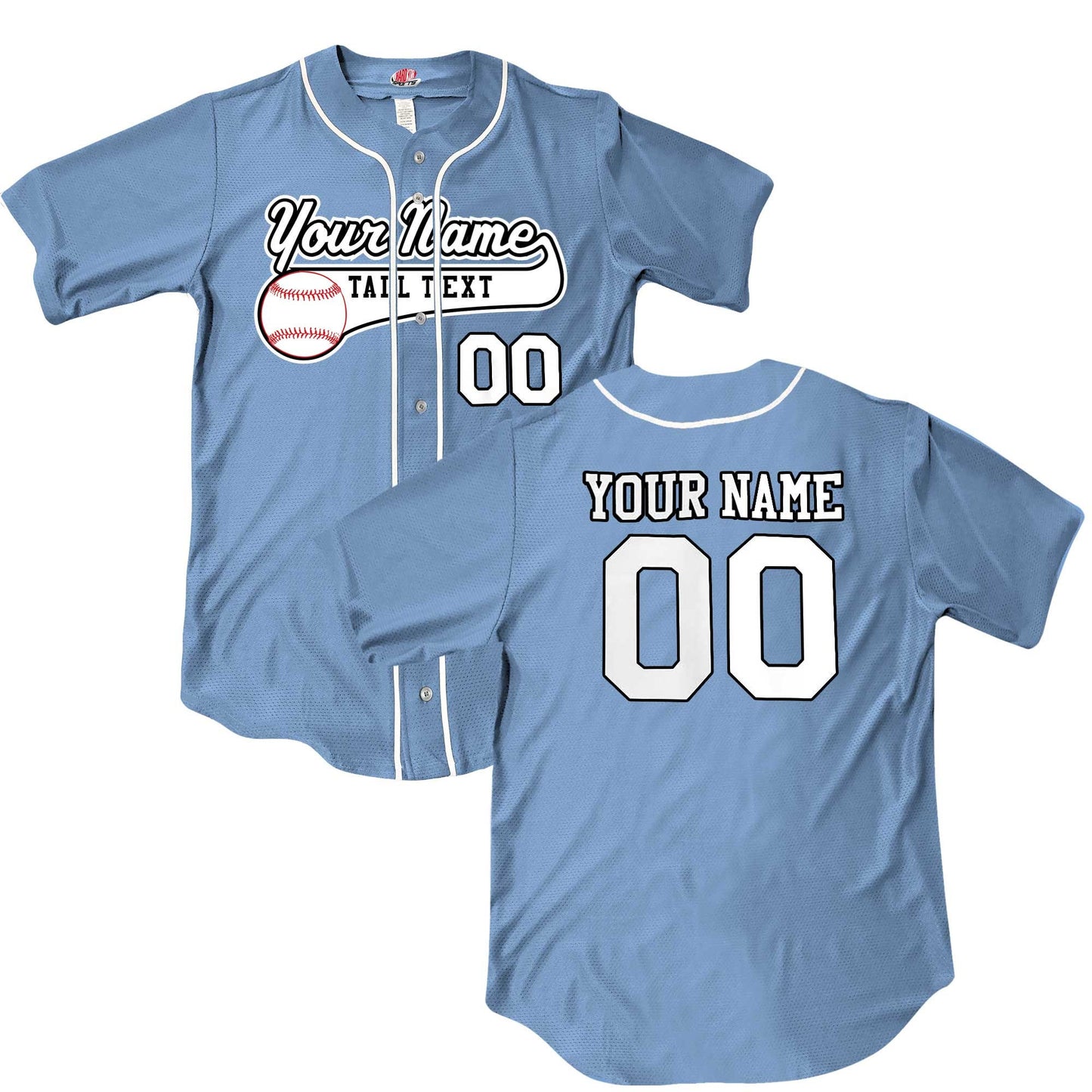 Custom Mascot Design Baseball Jersey with White Piping | Customized Team Logo Graphic | Full Button Down | Printed with your Logo or Mascot