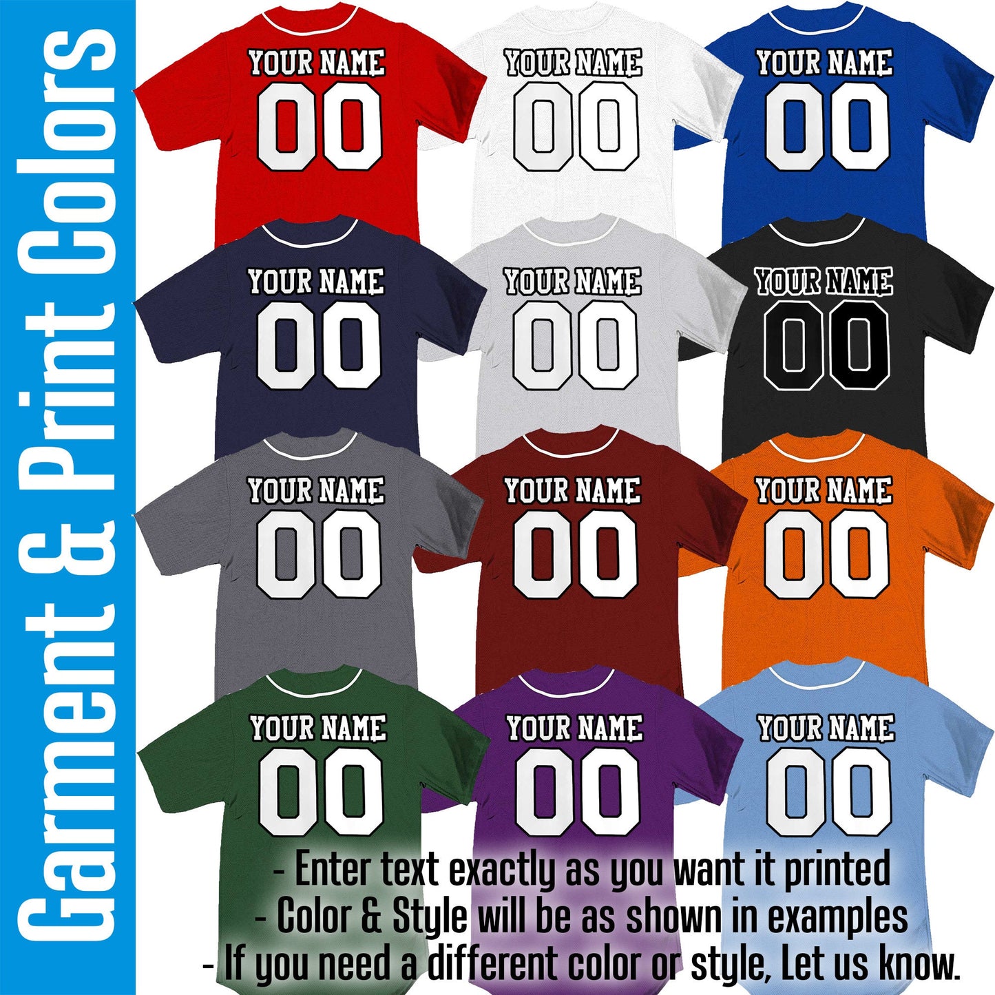 Custom Mascot Design Baseball Jersey with White Piping | Customized Team Logo Graphic | Full Button Down | Printed with your Logo or Mascot