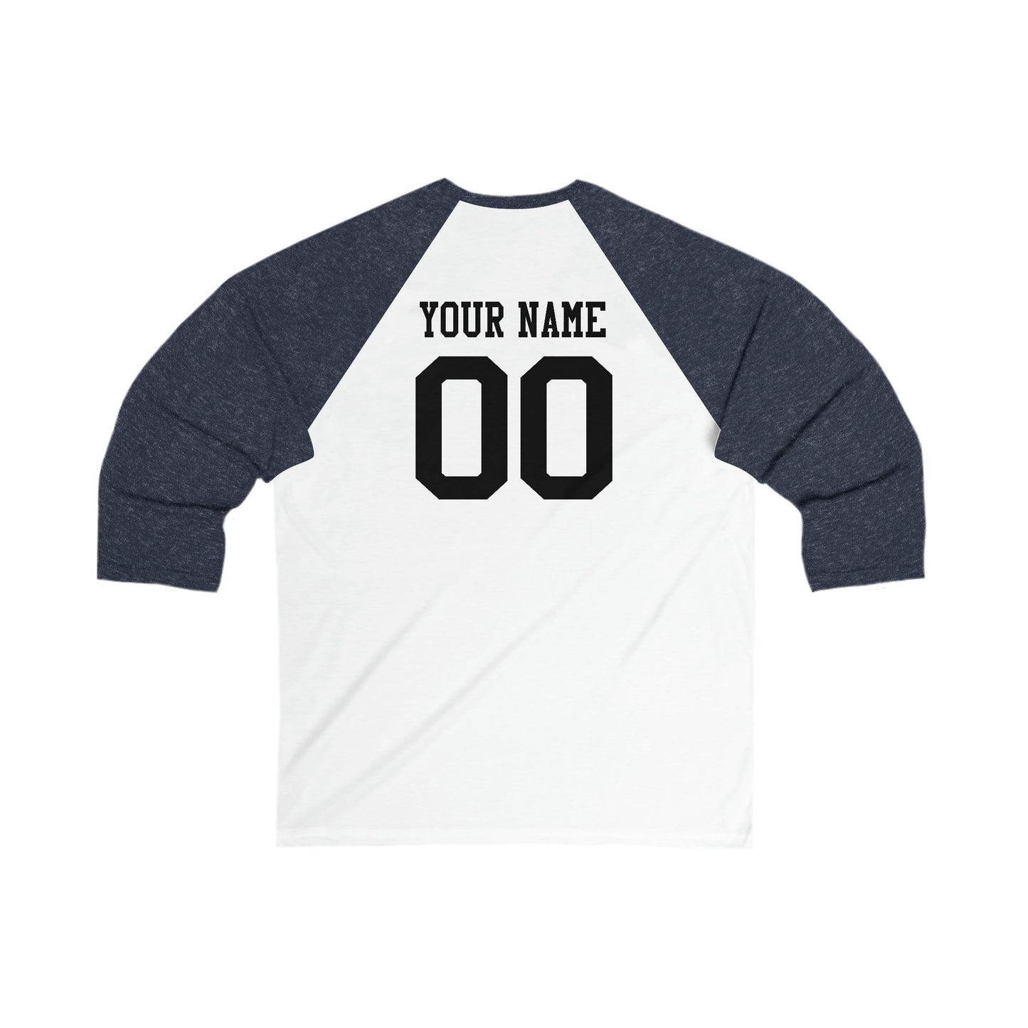 Mom of the Rookie, Slim Fit Unisex 3/4 Sleeve Baseball Tee, Customizable Baseball Shirt, Colorblock Raglan Sleeve, Your Name Number on back