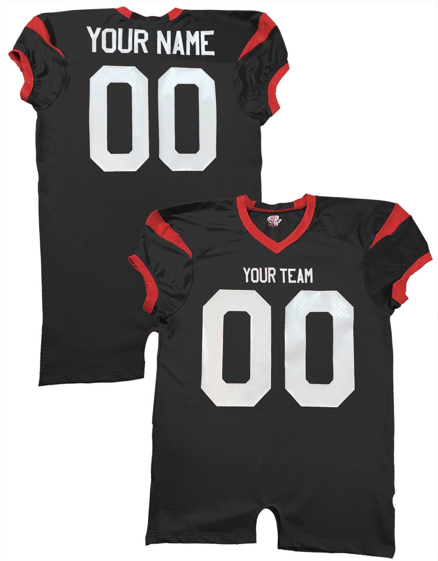 Team Professional Game Fitted Custom Football Jersey, Black, Navy, Gold, Stretch Mesh, Dazzle, Spandex, Team Name, Player Name and Numbers