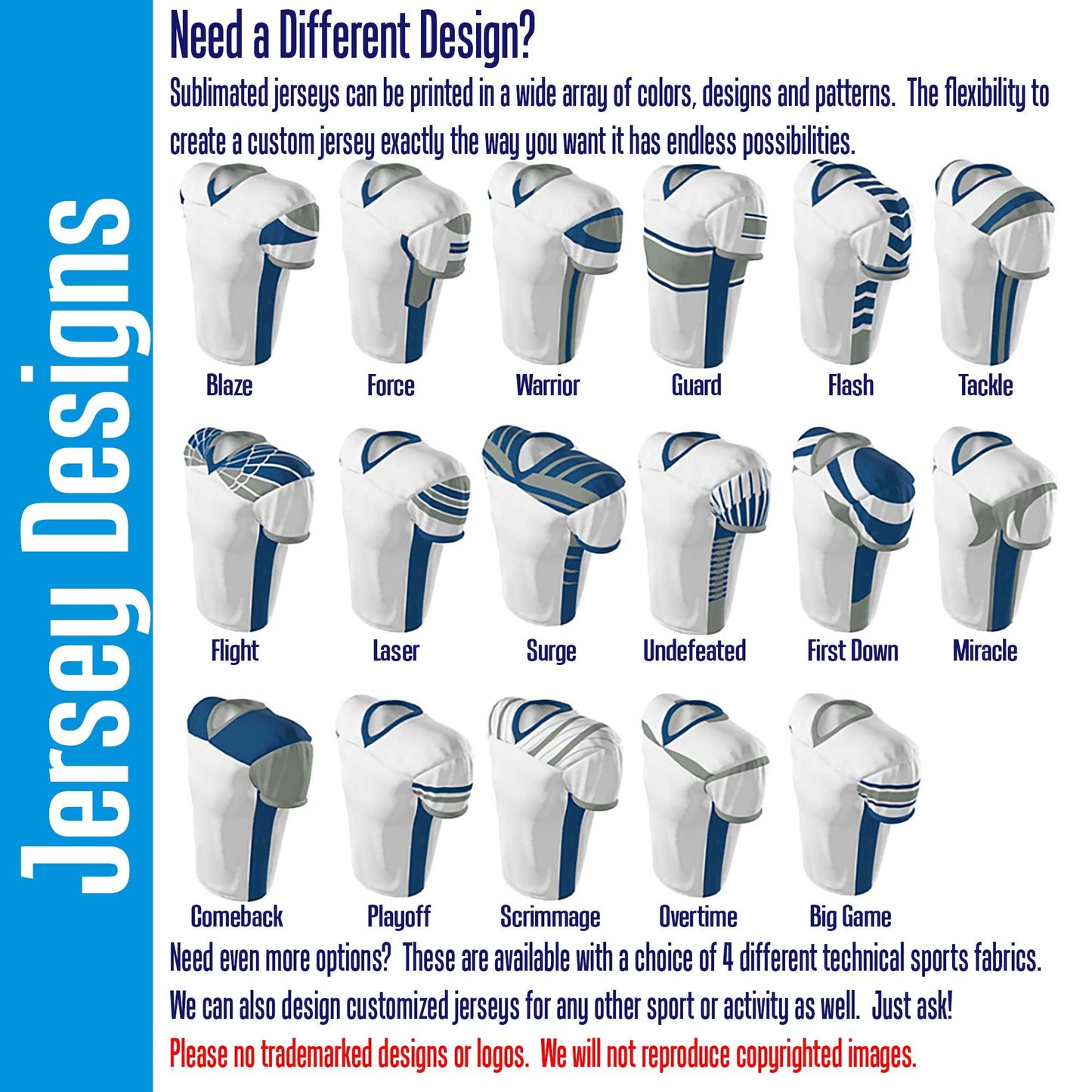 Custom Tackle Football Jersey: Sublimated, Cut & Sewn, Fitted Game Jersey