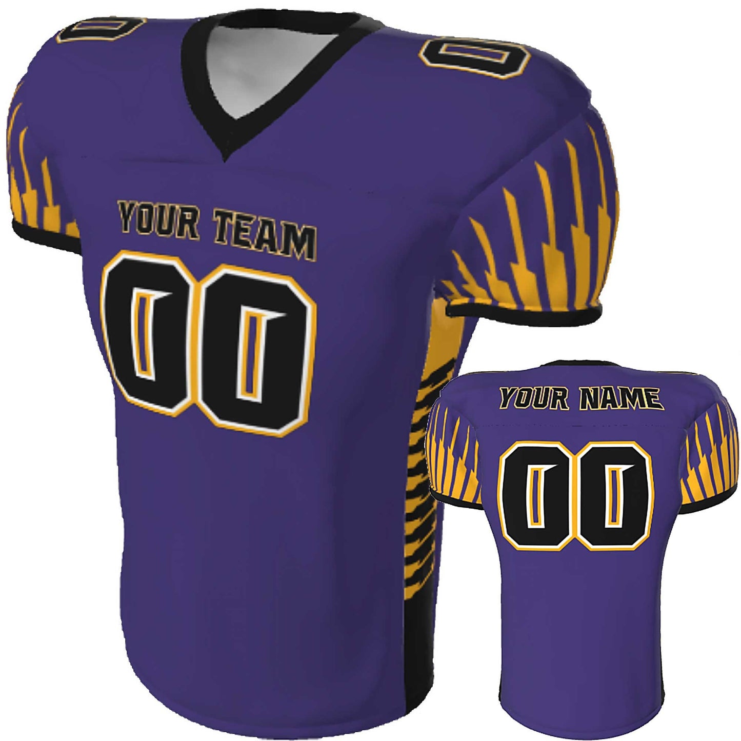 Undefeated, Customized Dagger Edge Design Custom Fitted Game Football Jersey, Team Names, Numbers. Pro fit with Sleeve Cuffs, Customizable