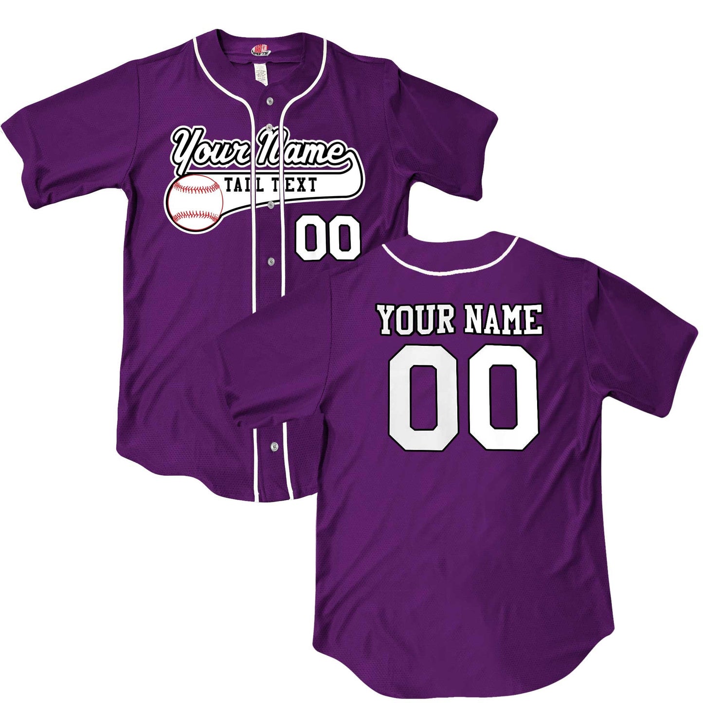 Custom Mascot Design Baseball Jersey with White Piping | Customized Team Logo Graphic | Full Button Down | Printed with your Logo or Mascot