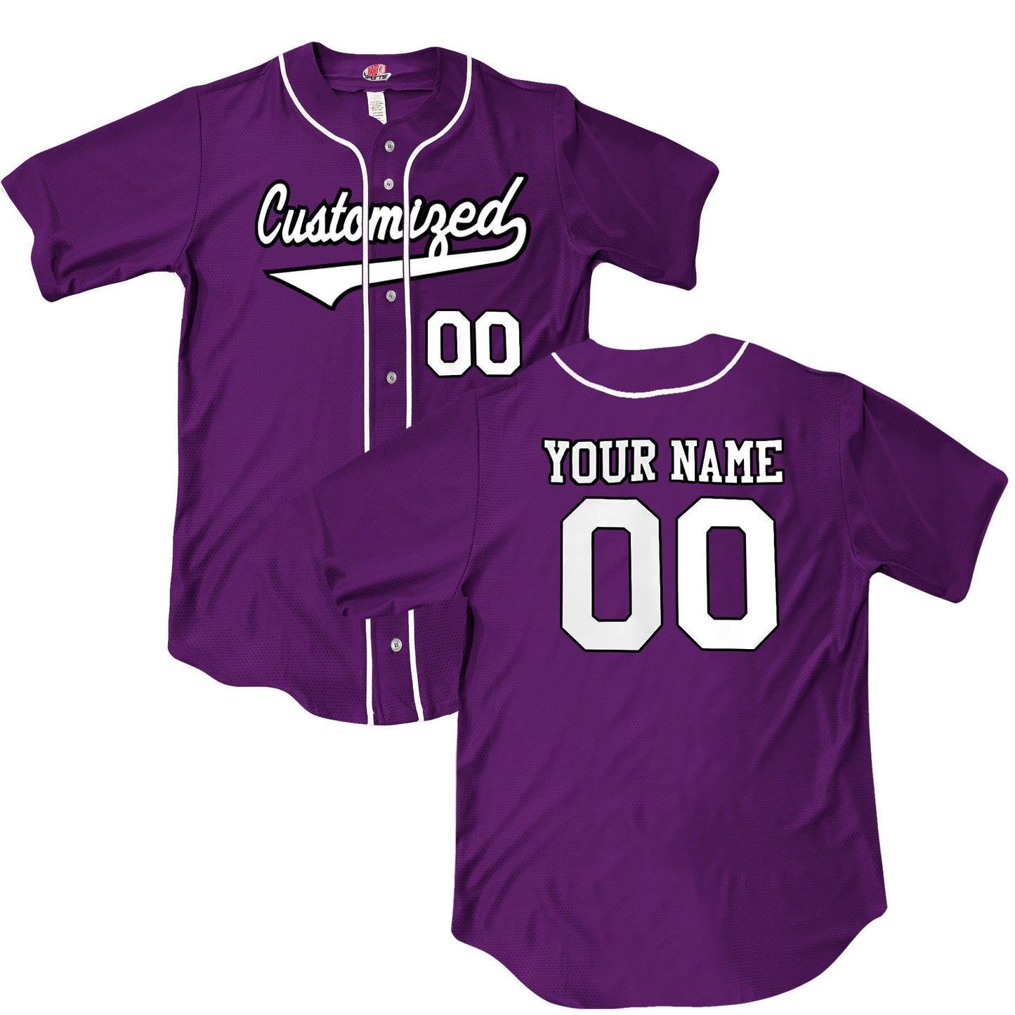 Custom Wedge Tail Slanted Baseball Logo Printed Jersey with Piping | Full Button Down | Personalized Authentic Pro Game Style Team Jersey