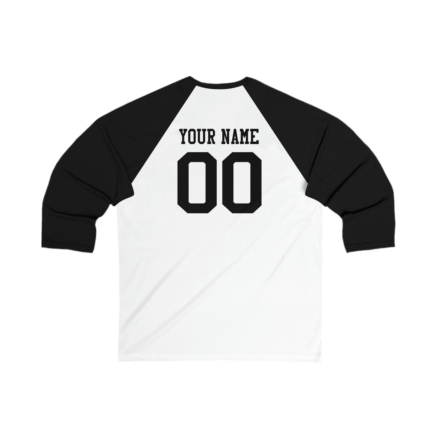 Mom of the Rookie, Slim Fit Unisex 3/4 Sleeve Baseball Tee, Customizable Baseball Shirt, Colorblock Raglan Sleeve, Your Name Number on back