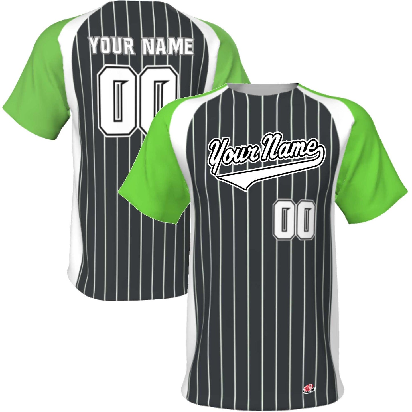 Custom Pinstripe Baseball Jersey: Splash Sleeve, Personalized Team Logo
