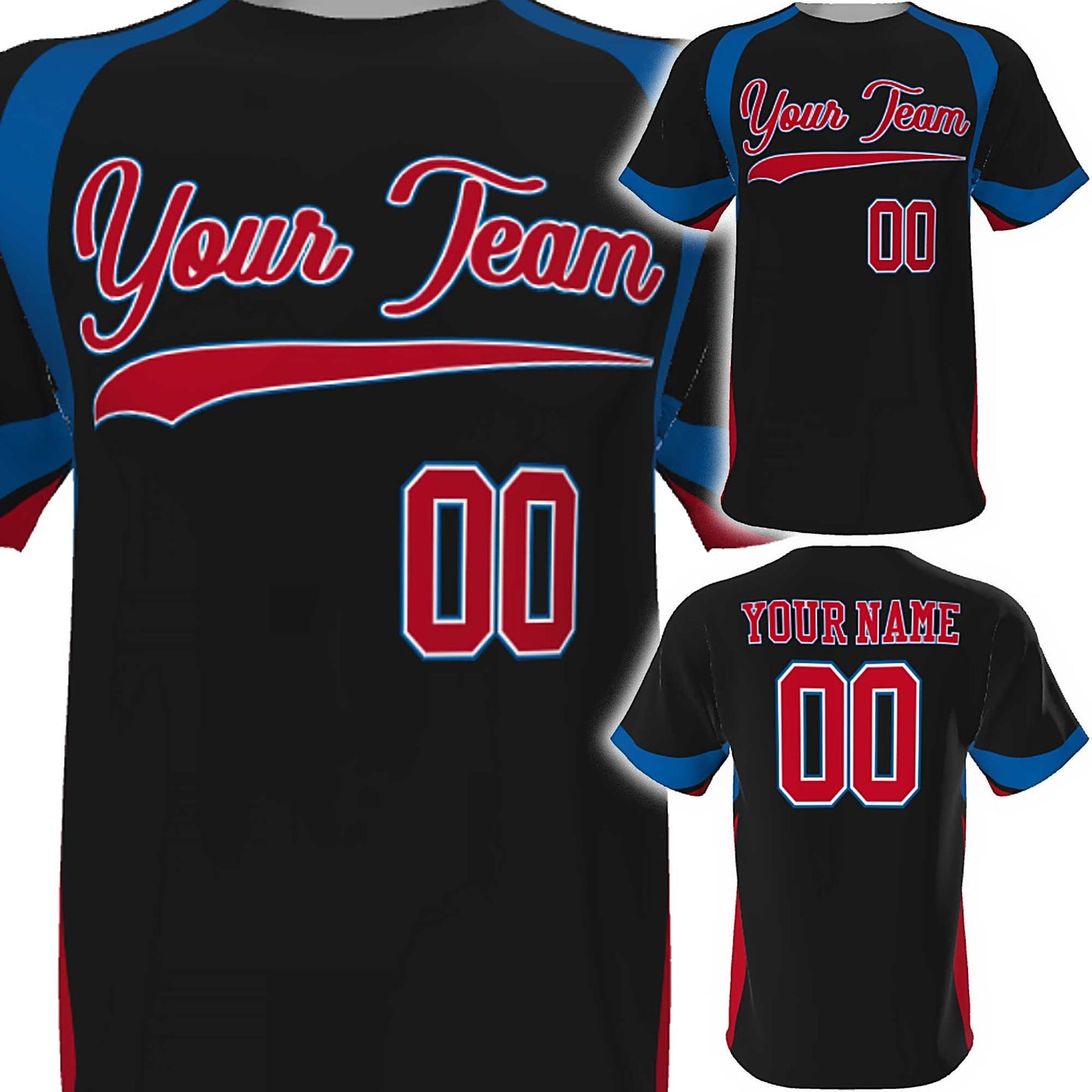 Custom 3-Color Wave Baseball Jersey: Personalized Team Sport Shirt
