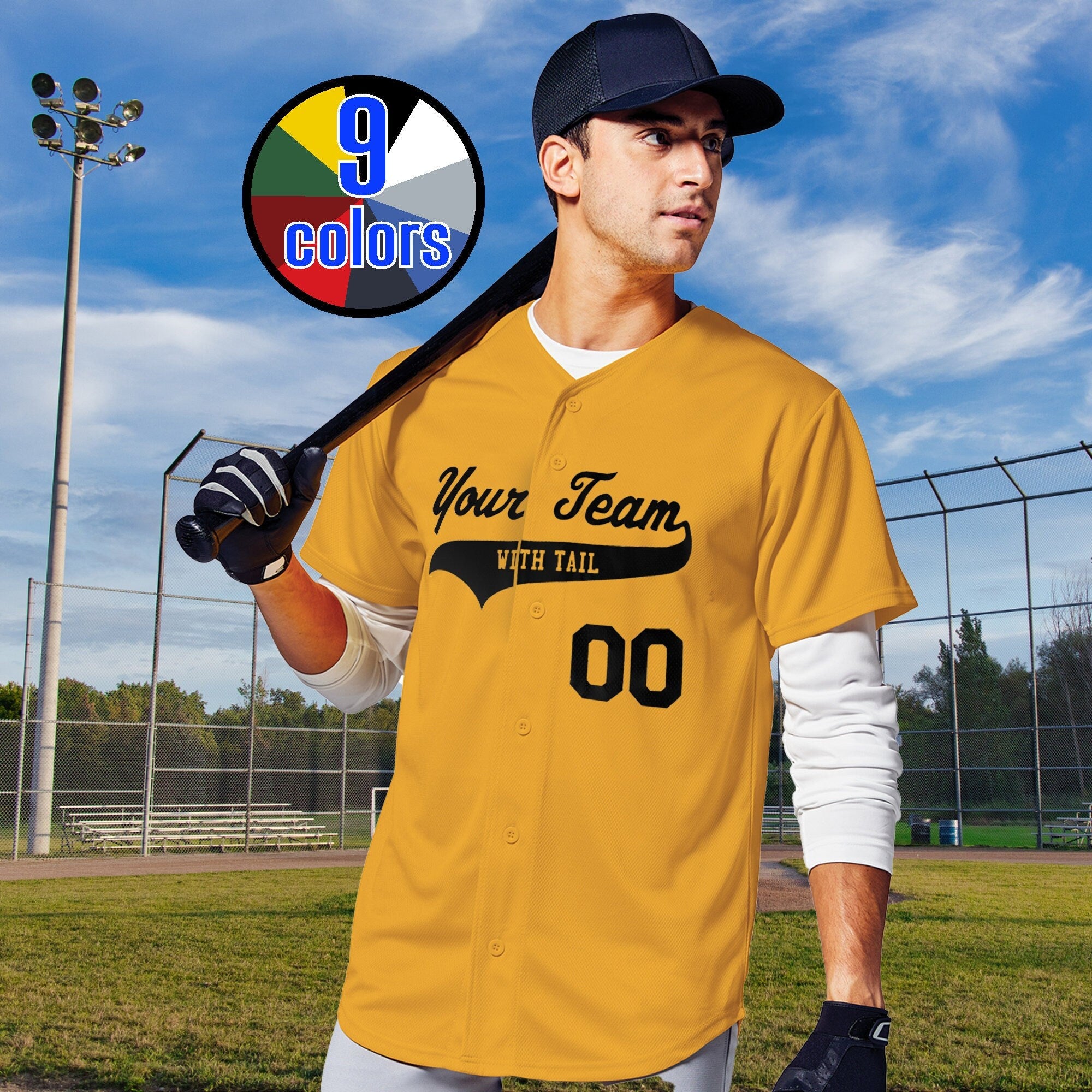 6 Button Custom Baseball Jersey | Solid Colors Customized