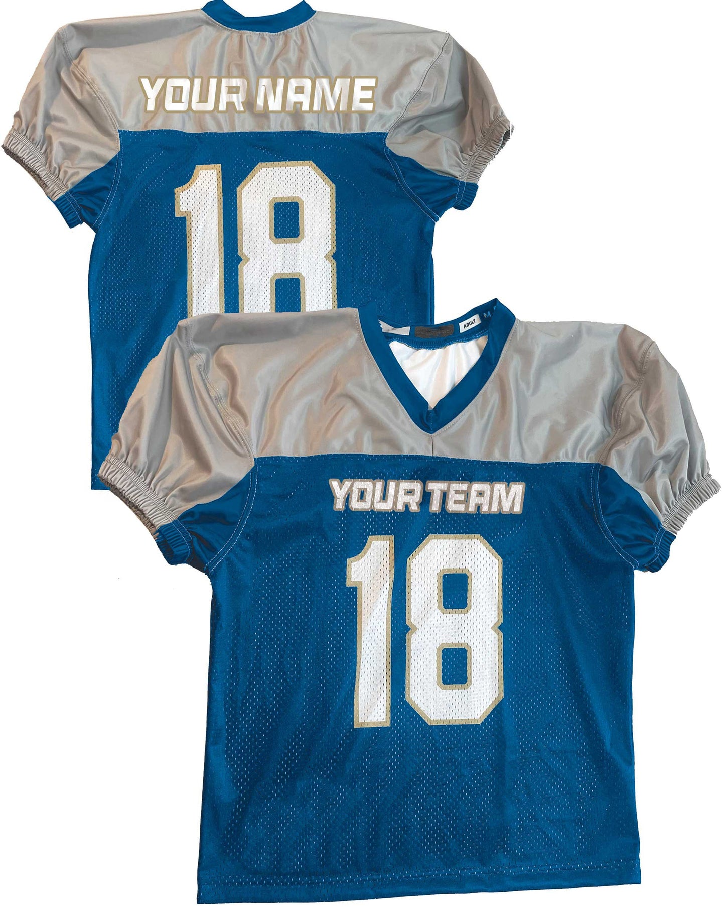 Two Tone Pro Style Mesh Custom Football Jersey, Dazzle Sleeves and Shoulder, Design yourself, Logos, Names, Numbers, Fully customizable