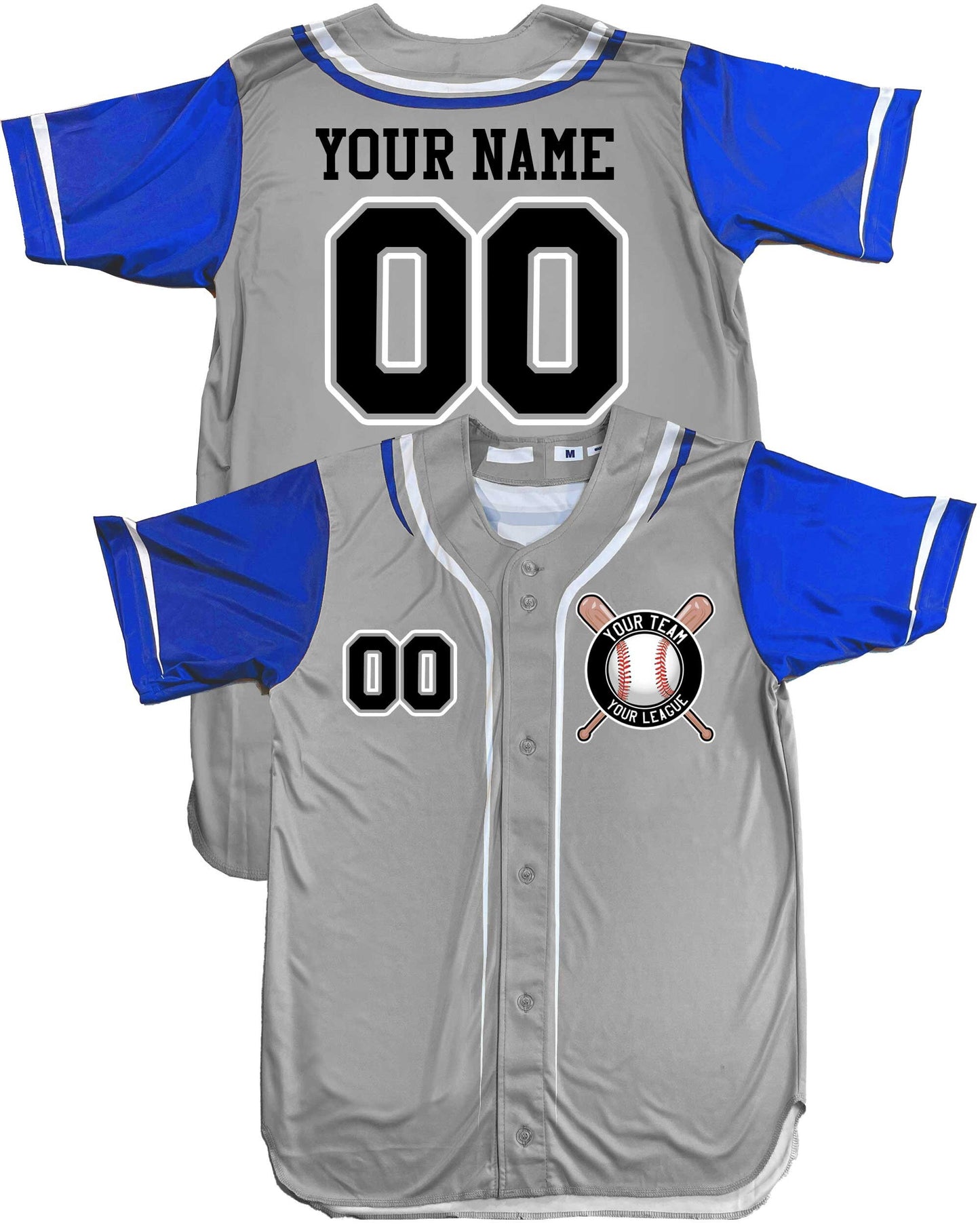 Customizable Baseball Jersey: 6-Button, 3-Color Trim, Team Logo