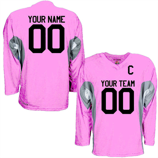 Custom Pink, Black, Grey or White Hockey Jersey Black and White Personalized with Your Team, Your Player Name and Player Numbers