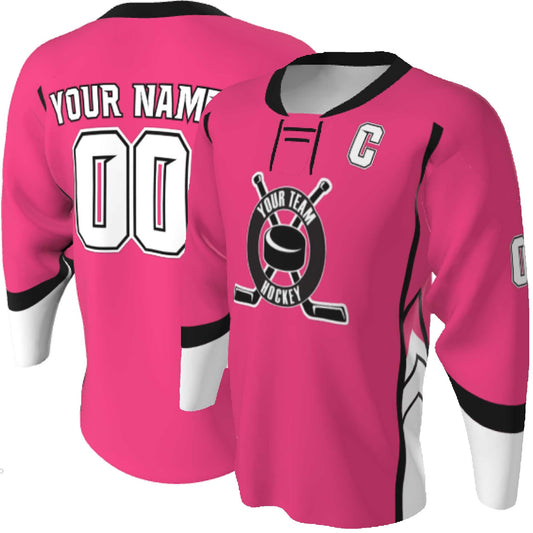 Custom Lace-Up Hockey Jersey: Sublimated Team Design, Name & Numbers