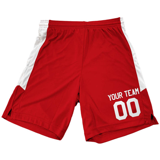 Men's Custom Basketball Shorts, 2 color Contrast Mesh Side Panel, Customized Name and Number on Left Leg, Coordinate with a Matching Jersey