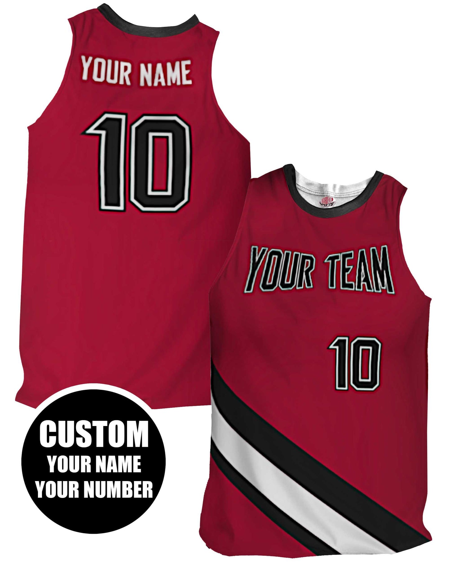 Custom Scarlet Red Basketball Jersey: Angle Stripe Design, Personalized Team Uniform