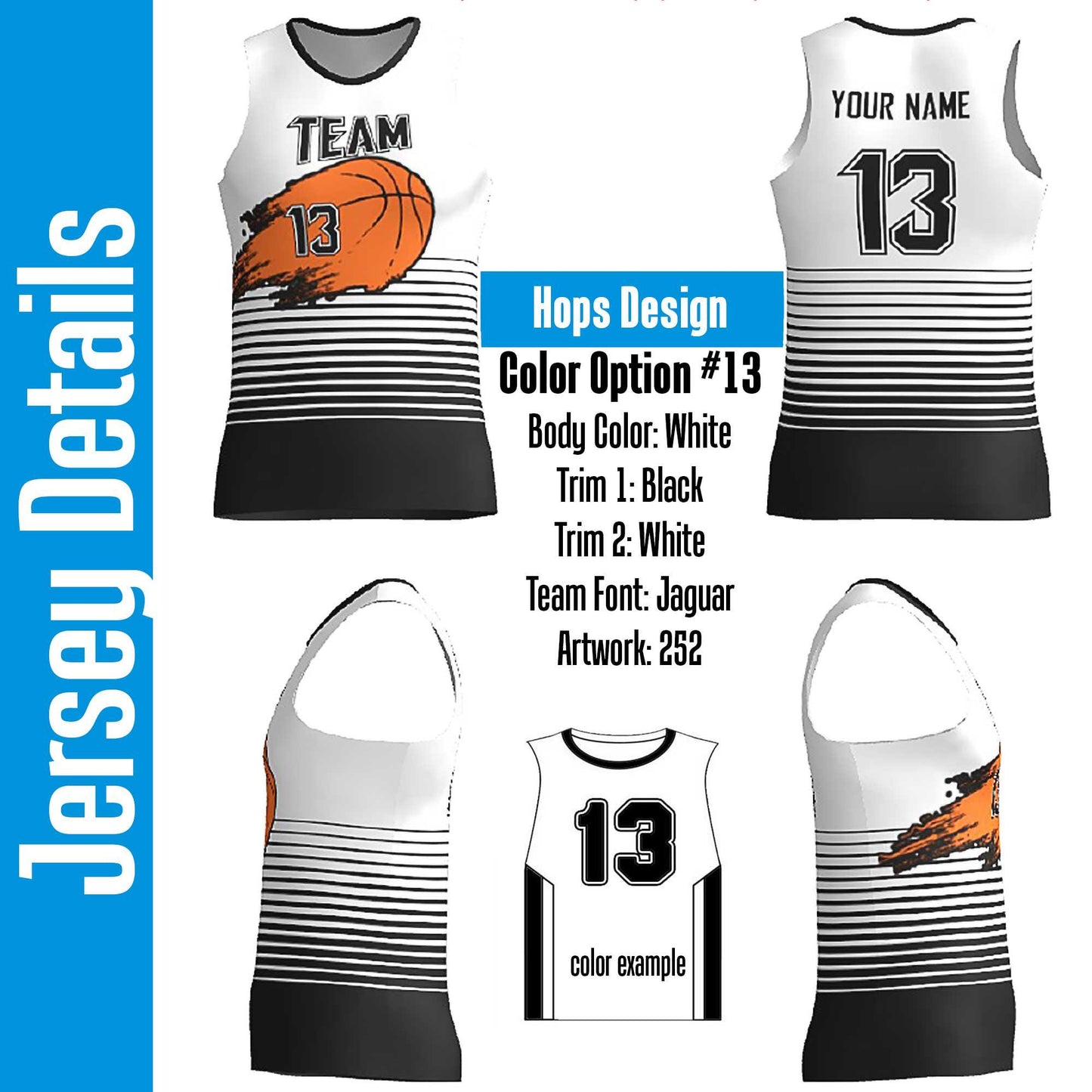 Custom Basketball Jersey: Spectrum Stripes, Flaming Ball Design