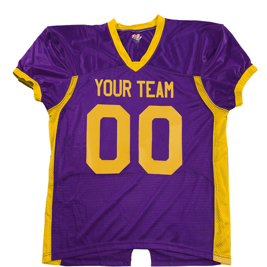 Blitz Pro Style fitted Purple and Gold Custom Football Jersey, Classic Vinyl, Customized Names and Numbers, Authentic School Team Uniform, Durable