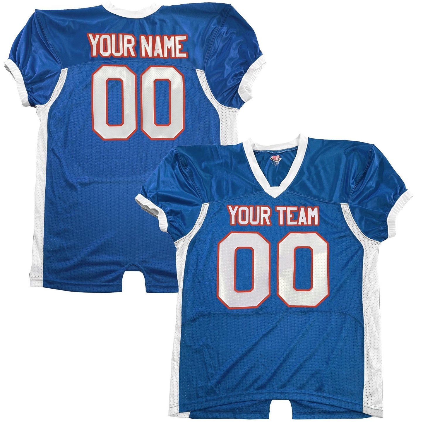 American Football Pro Fit Game Jersey, Red White Blue, Professional Fit Custom College, High School, Patriotic, Stretch Mesh, Dazzle Spandex