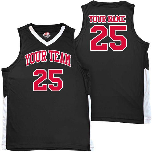 Scarlet Red, Black and white Custom Basketball Jersey Customized - your team or school with vinyl Add Basketball Shorts To make a Uniform