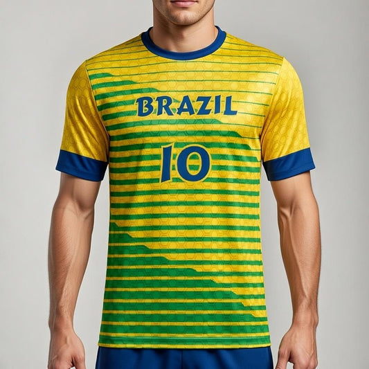 Custom Brazil Soccer Jersey – Yellow Green Blue Edition – Pro Look – Personalized Name and Number