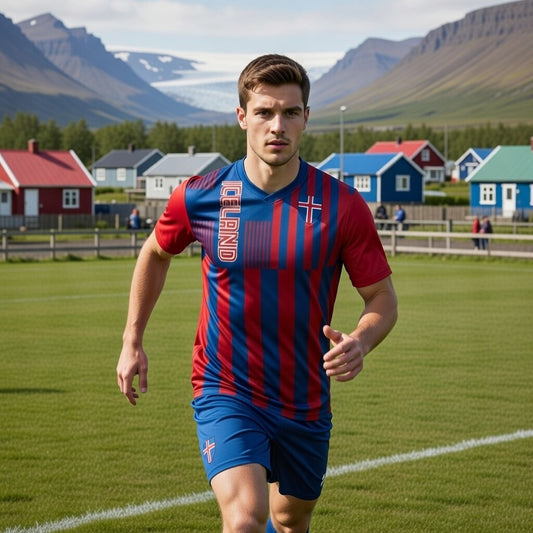 Custom Iceland Soccer Jersey – Red Royal White Edition – Pro Look – Personalized Name and Number