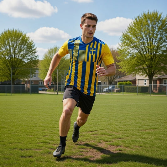 Custom Sweden Soccer Jersey – Yellow Royal Edition – Pro Look – Personalized Name and Number