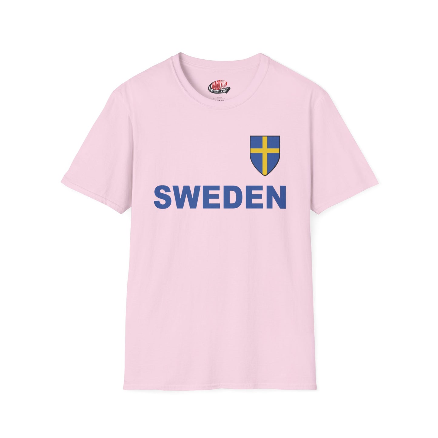 Custom Sweden Soccer Shield Design Economical T-Shirt Add Personalization with Your Name and Number