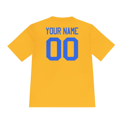 Custom Performance Sweden Soccer Shield Design Moisture Wicking T-Shirt Personalized with Your Name and Number in Your choice of colors