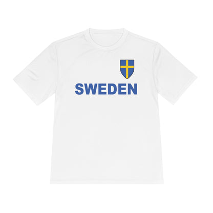 Custom Performance Sweden Soccer Shield Design Moisture Wicking T-Shirt Personalized with Your Name and Number in Your choice of colors