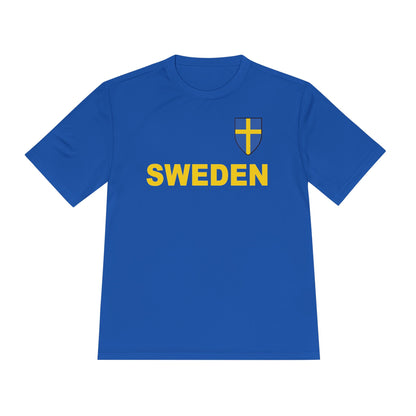 Custom Performance Sweden Soccer Shield Design Moisture Wicking T-Shirt Personalized with Your Name and Number in Your choice of colors