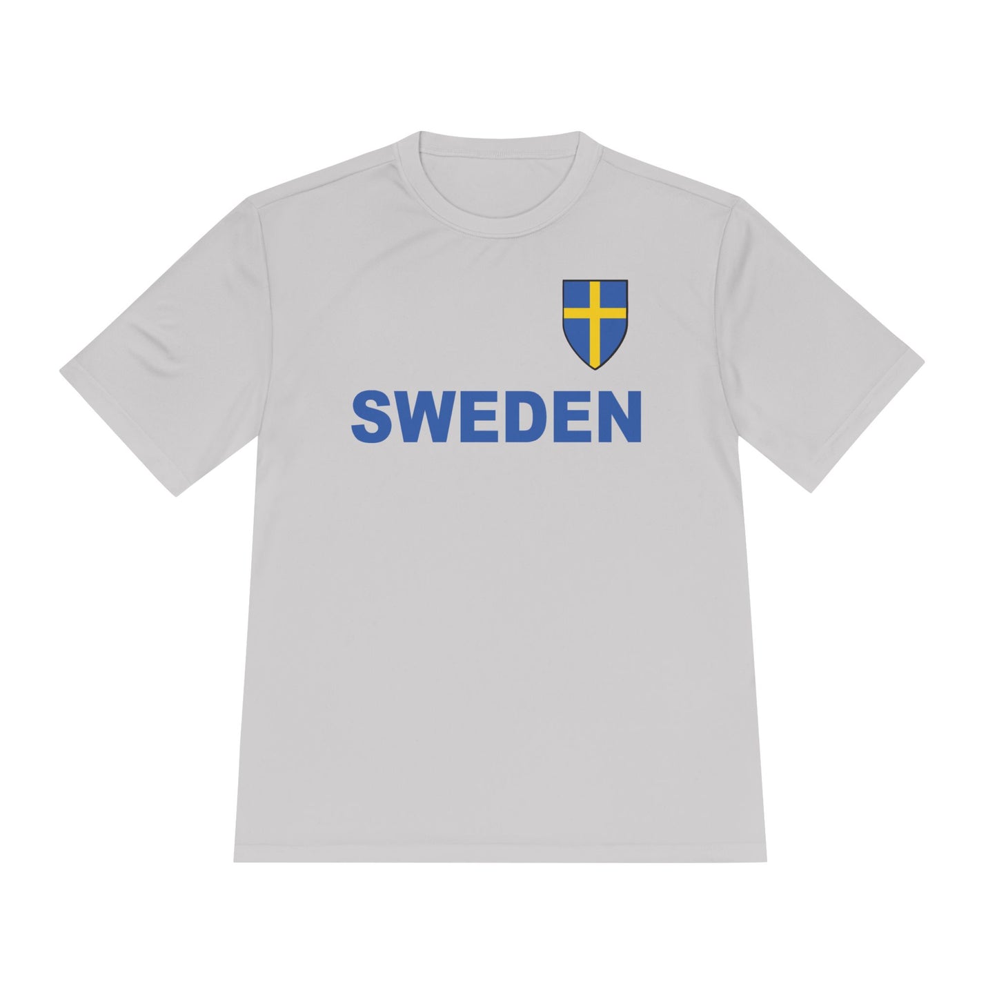 Custom Performance Sweden Soccer Shield Design Moisture Wicking T-Shirt Personalized with Your Name and Number in Your choice of colors