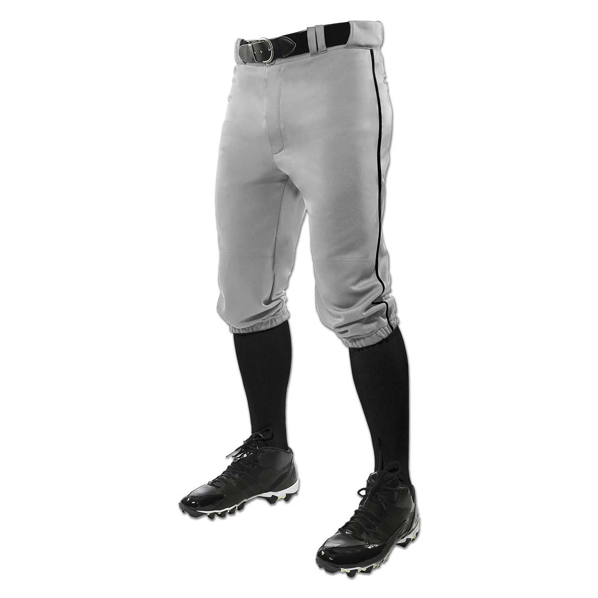 Knicker Knee Length Baseball Pant With Piping GREY BODY, BLACK PIPE