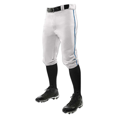 Knicker Knee Length Baseball Pant With Piping WHITE BODY, ROYAL PIPE
