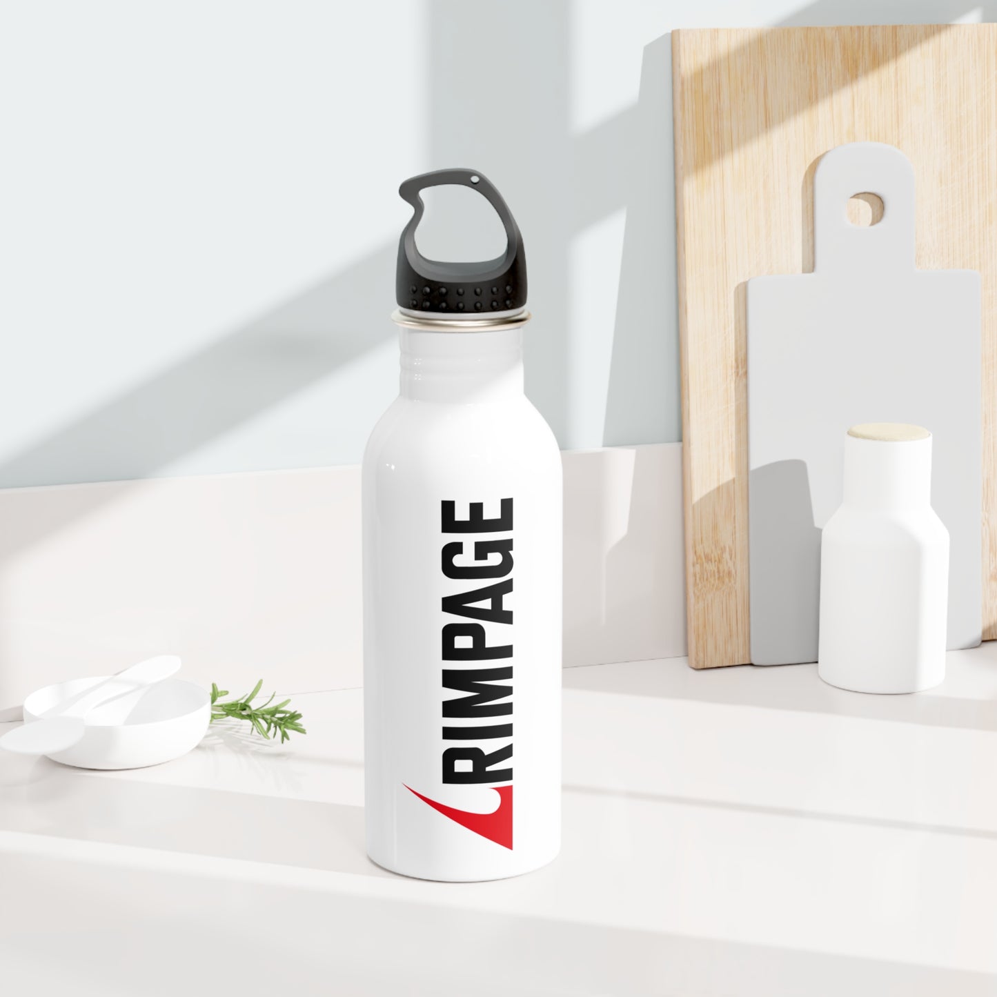 Rimpage Stainless Steel Water Bottle — Vertical Logo Sports Bottle