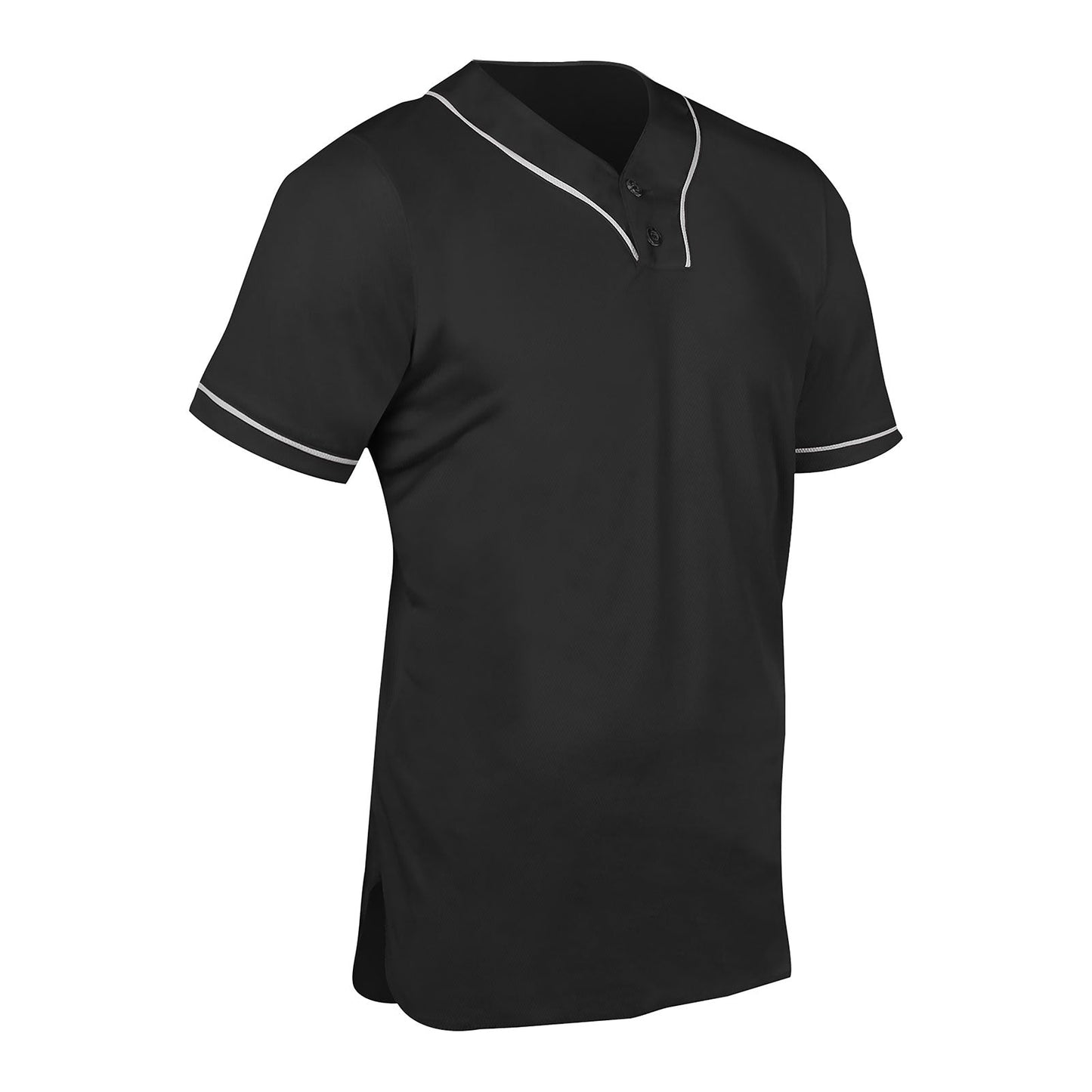 Heater 2-Button Piped Baseball Jersey BLACK BODY, WHITE PIPE