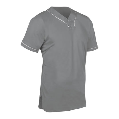 Heater 2-Button Piped Baseball Jersey GREY BODY, WHITE PIPE