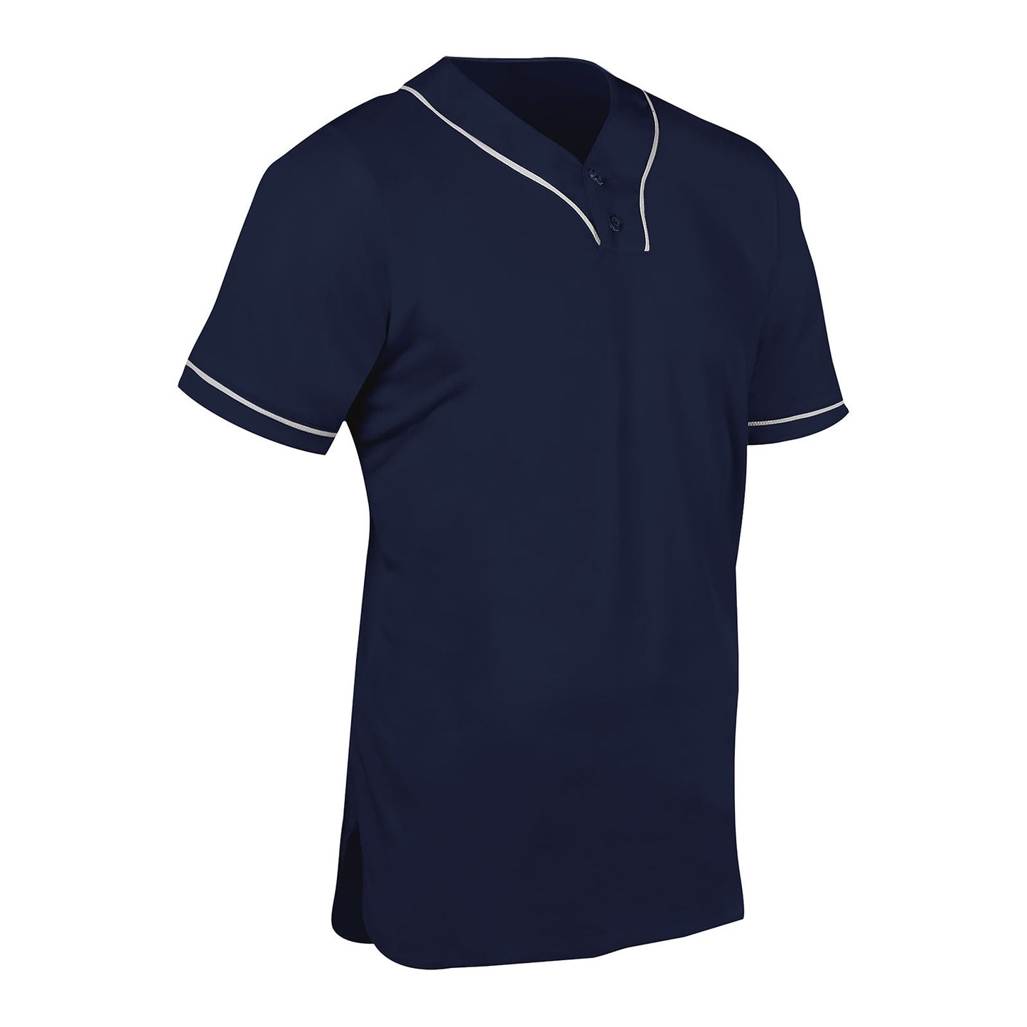 Heater 2-Button Piped Baseball Jersey NAVY BODY, WHITE PIPE