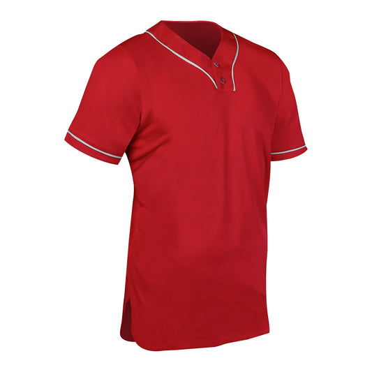 Heater 2-Button Piped Baseball Jersey SCARLET BODY, WHITE PIPE