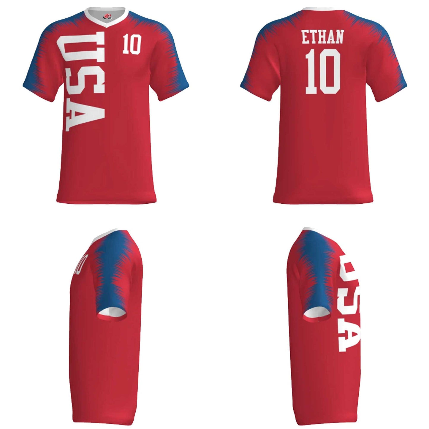 Custom USA Soccer Jersey – Red White Blue Edition - Pro Look - Personalized Name & Number