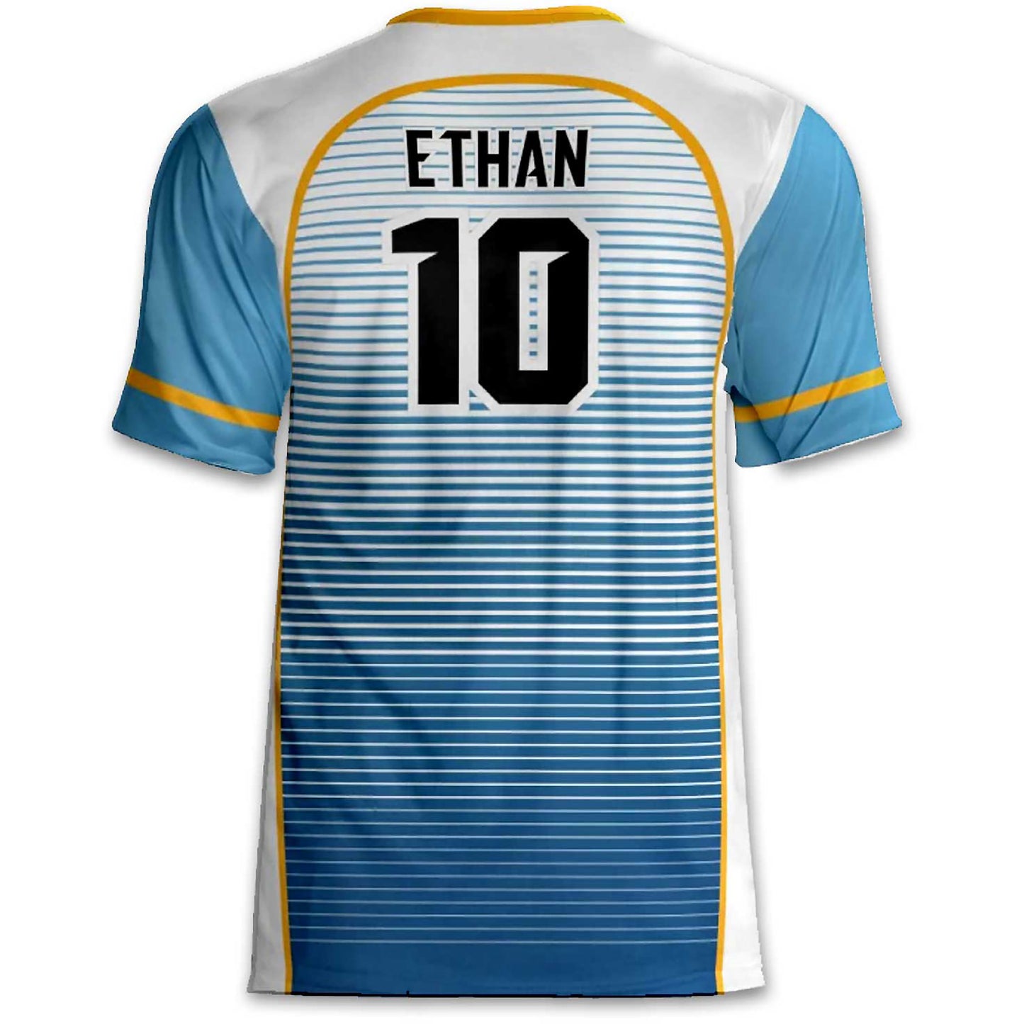 Custom Argentina Soccer Jersey – Light Blue White Gold Edition – Pro Look – Personalized Name and Number