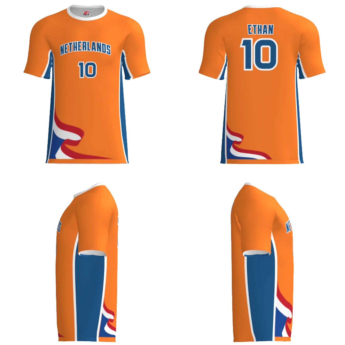 Custom Netherlands Soccer Jersey – Orange White Royal Edition – Pro Look – Personalized Name and Number