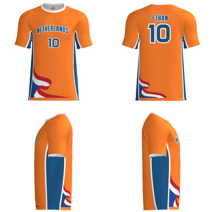Custom Netherlands Soccer Jersey – Orange White Royal Edition – Pro Look – Personalized Name and Number