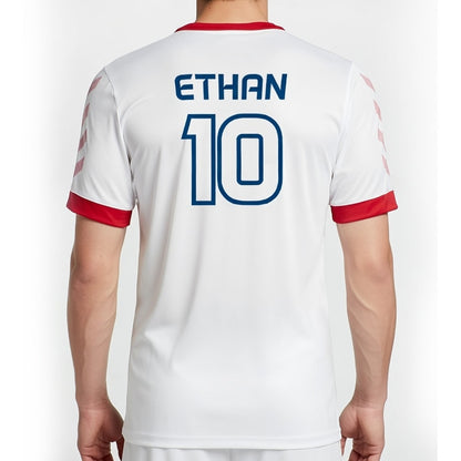 Custom England Soccer Jersey – White Red Edition – Pro Look – Personalized Name and Number
