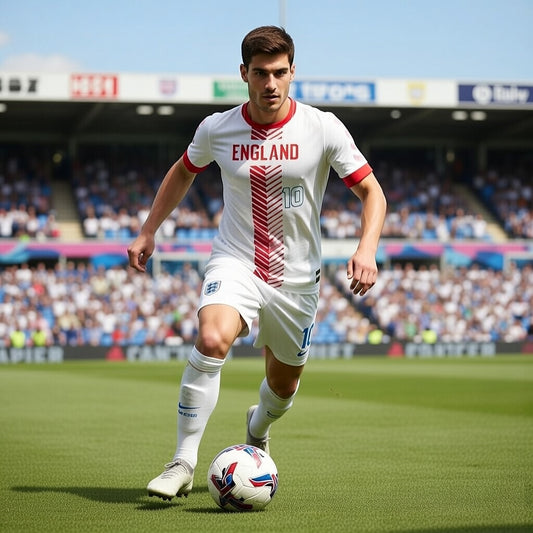 Custom England Soccer Jersey – White Red Edition – Pro Look – Personalized Name and Number