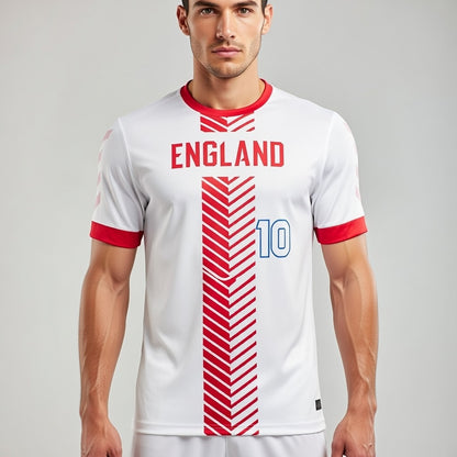 Custom England Soccer Jersey – White Red Edition – Pro Look – Personalized Name and Number